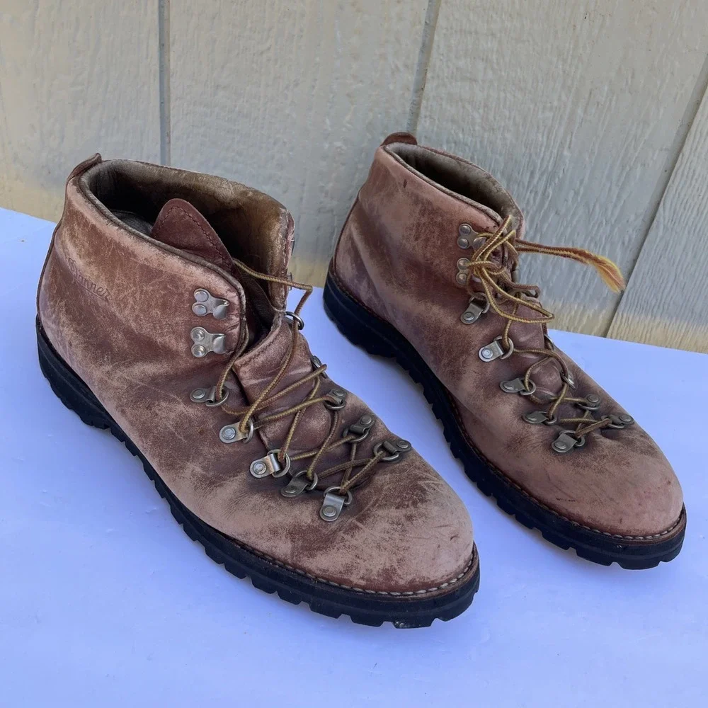 VTG Danner Mountain Light Boots Mens 14D Brown Leather Hiking Workwear Outdoor